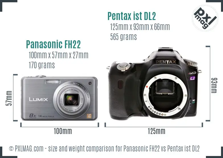 Panasonic FH22 vs Pentax ist DL2 size comparison