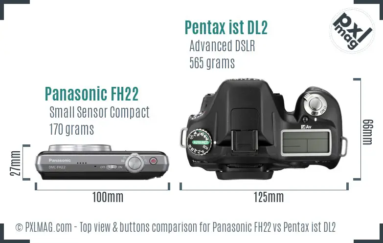 Panasonic FH22 vs Pentax ist DL2 top view buttons comparison