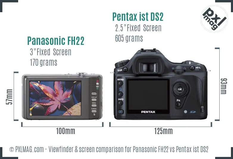Panasonic FH22 vs Pentax ist DS2 Screen and Viewfinder comparison