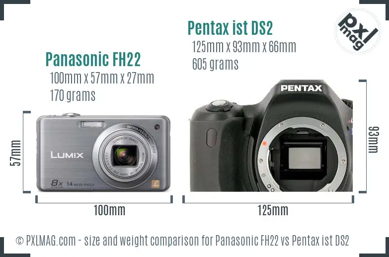 Panasonic FH22 vs Pentax ist DS2 size comparison