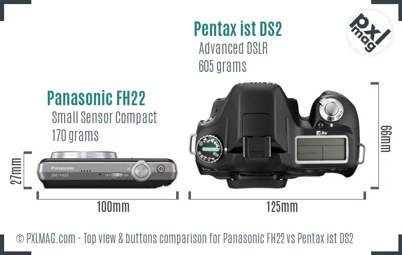 Panasonic FH22 vs Pentax ist DS2 top view buttons comparison