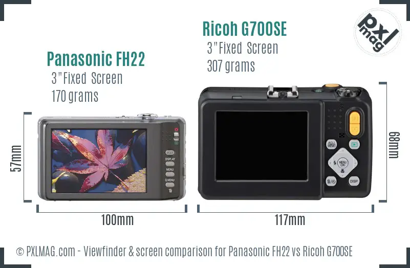 Panasonic FH22 vs Ricoh G700SE Screen and Viewfinder comparison