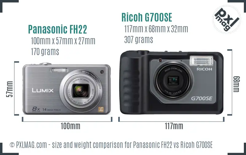 Panasonic FH22 vs Ricoh G700SE size comparison