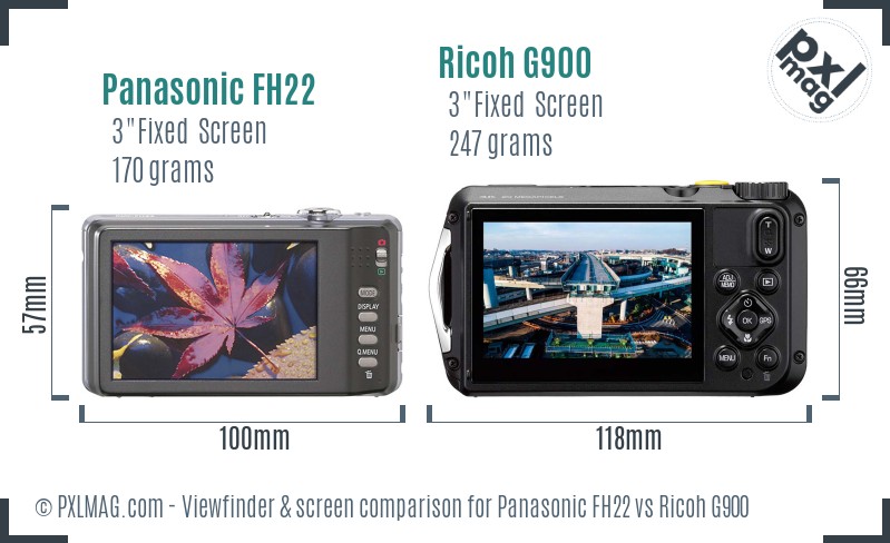 Panasonic FH22 vs Ricoh G900 Screen and Viewfinder comparison