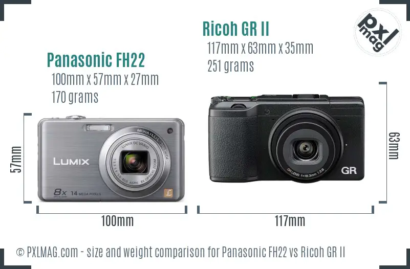 Panasonic FH22 vs Ricoh GR II size comparison