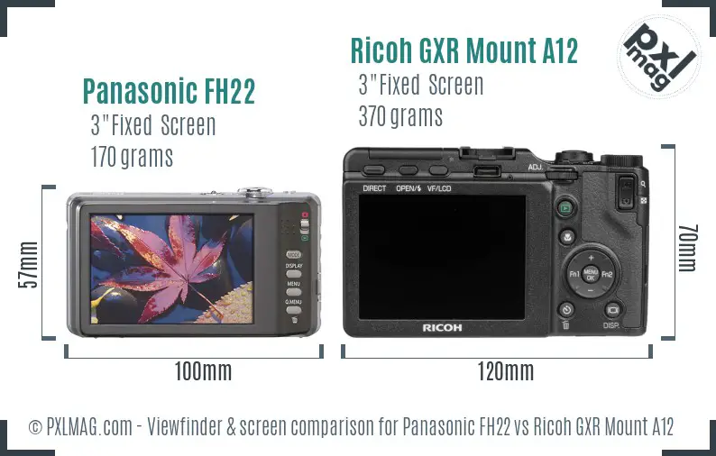 Panasonic FH22 vs Ricoh GXR Mount A12 Screen and Viewfinder comparison Panasonic FH22 vs Ricoh GXR Mount A12 Screen and Viewfinder comparison