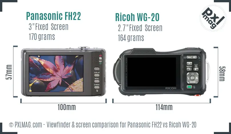 Panasonic FH22 vs Ricoh WG-20 Screen and Viewfinder comparison