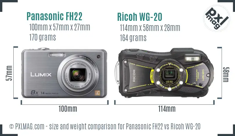 Panasonic FH22 vs Ricoh WG-20 size comparison Panasonic FH22 vs Ricoh WG-20 size comparison