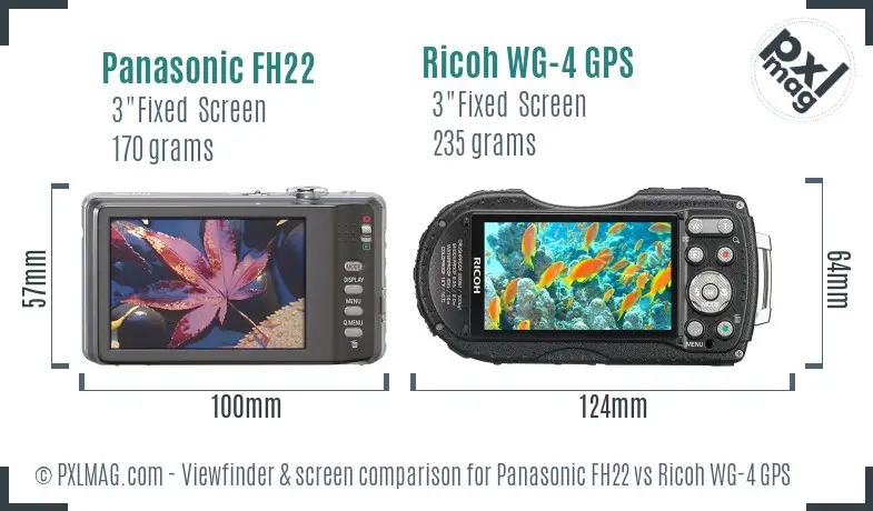 Panasonic FH22 vs Ricoh WG-4 GPS Screen and Viewfinder comparison