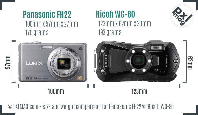 Panasonic FH22 vs Ricoh WG-80 size comparison Panasonic FH22 vs Ricoh WG-80 size comparison