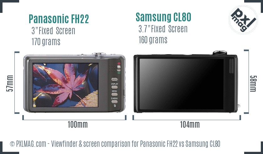 Panasonic FH22 vs Samsung CL80 Screen and Viewfinder comparison