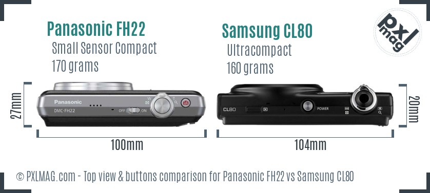Panasonic FH22 vs Samsung CL80 top view buttons comparison