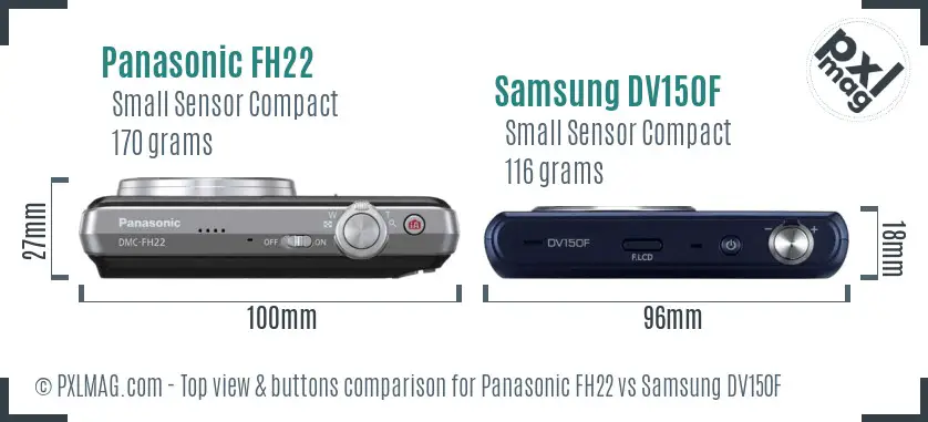 Panasonic FH22 vs Samsung DV150F top view buttons comparison