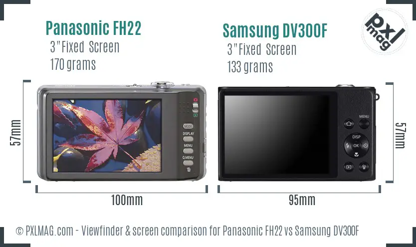 Panasonic FH22 vs Samsung DV300F Screen and Viewfinder comparison