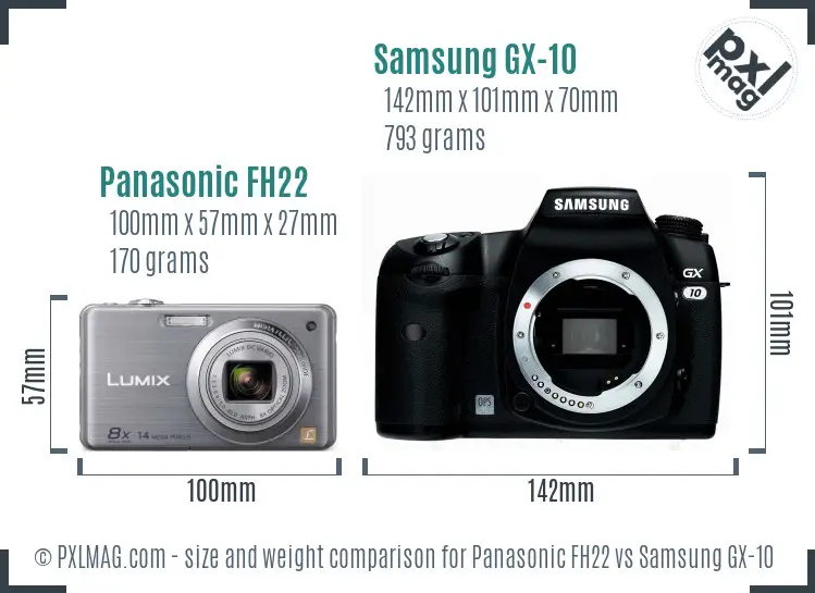 Panasonic FH22 vs Samsung GX-10 size comparison