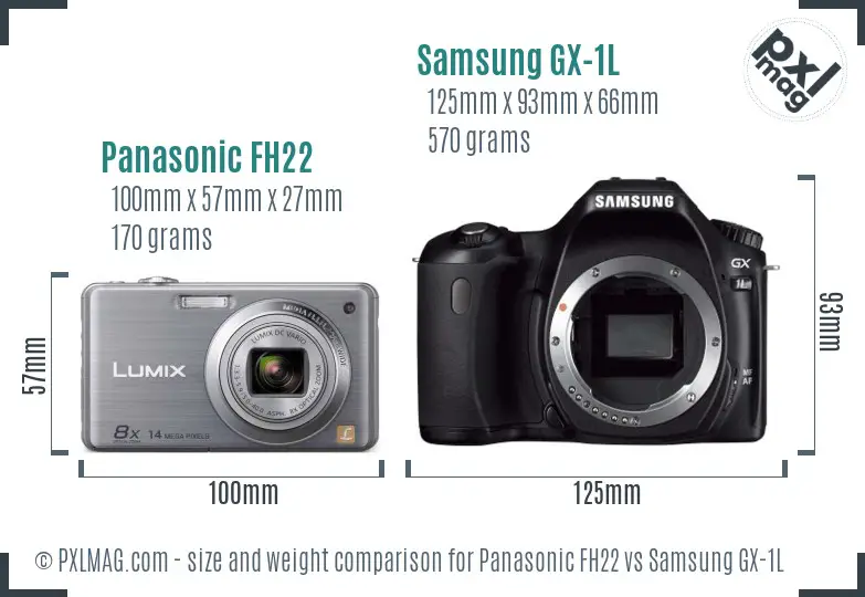 Panasonic FH22 vs Samsung GX-1L size comparison