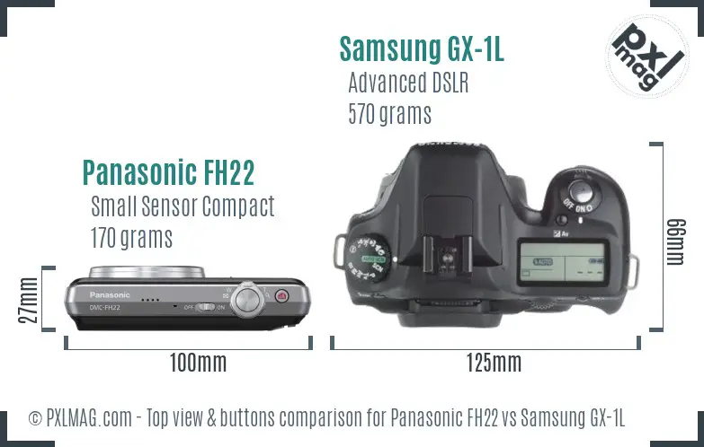 Panasonic FH22 vs Samsung GX-1L top view buttons comparison
