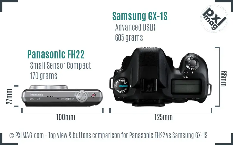 Panasonic FH22 vs Samsung GX-1S top view buttons comparison
