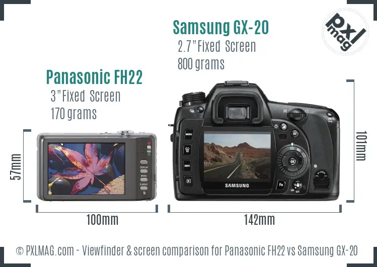 Panasonic FH22 vs Samsung GX-20 Screen and Viewfinder comparison Panasonic FH22 vs Samsung GX-20 Screen and Viewfinder comparison