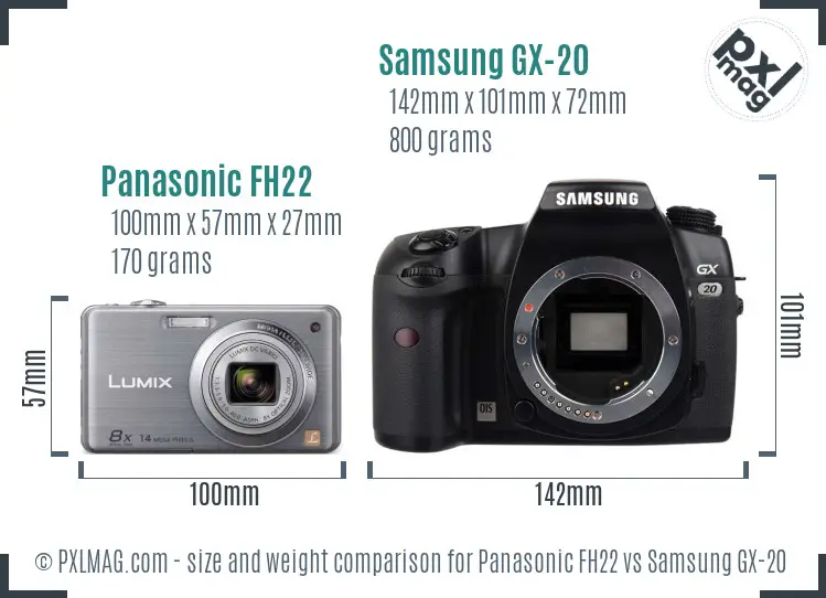 Panasonic FH22 vs Samsung GX-20 size comparison Panasonic FH22 vs Samsung GX-20 size comparison