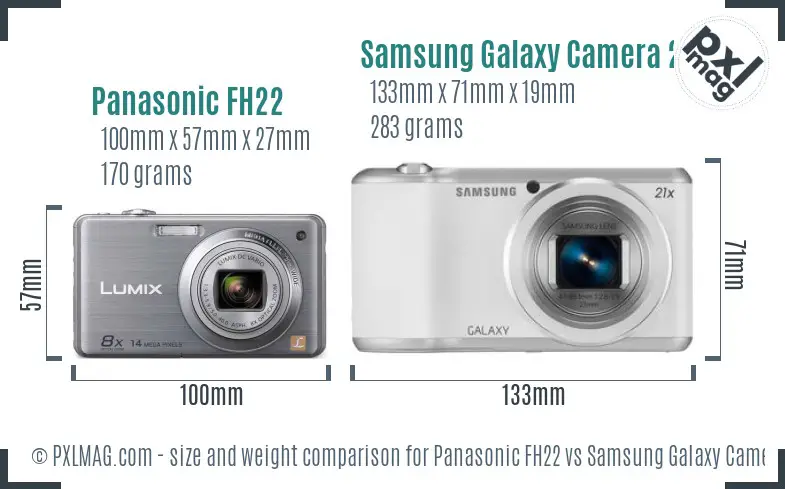 Panasonic FH22 vs Samsung Galaxy Camera 2 size comparison