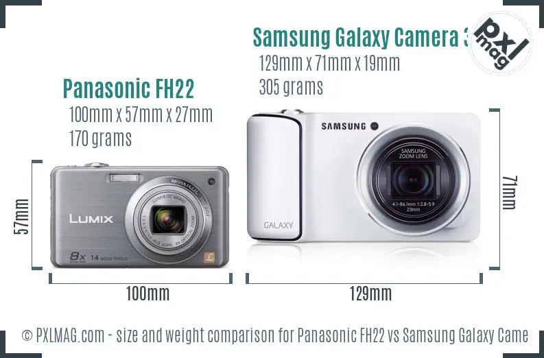 Panasonic FH22 vs Samsung Galaxy Camera 3G size comparison Panasonic FH22 vs Samsung Galaxy Camera 3G size comparison