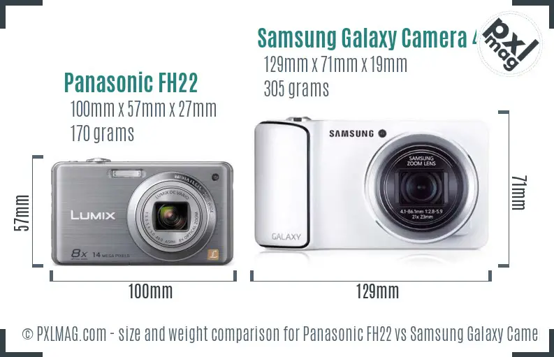 Panasonic FH22 vs Samsung Galaxy Camera 4G size comparison Panasonic FH22 vs Samsung Galaxy Camera 4G size comparison