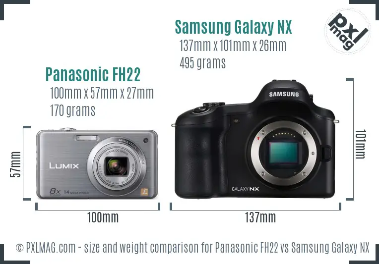 Panasonic FH22 vs Samsung Galaxy NX size comparison