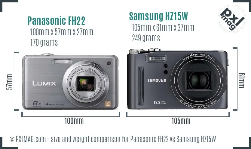 Panasonic FH22 vs Samsung HZ15W size comparison Panasonic FH22 vs Samsung HZ15W size comparison