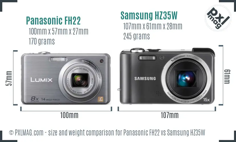 Panasonic FH22 vs Samsung HZ35W size comparison