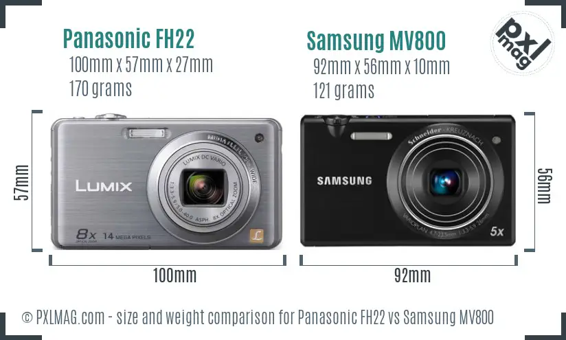 Panasonic FH22 vs Samsung MV800 size comparison