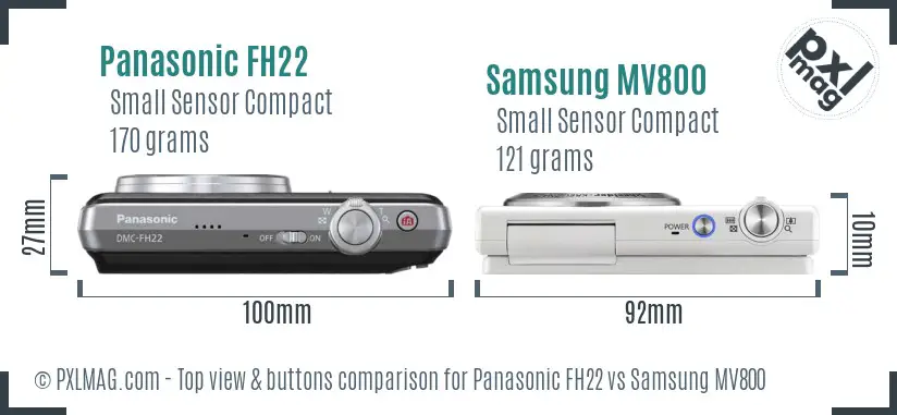 Panasonic FH22 vs Samsung MV800 top view buttons comparison