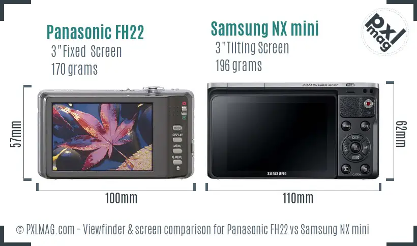 Panasonic FH22 vs Samsung NX mini Screen and Viewfinder comparison