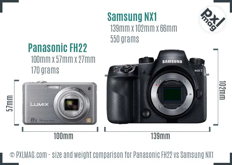 Panasonic FH22 vs Samsung NX1 size comparison