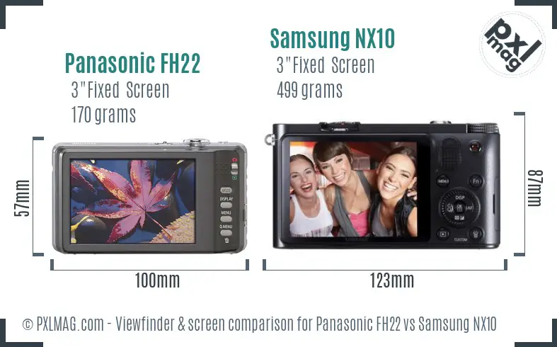 Panasonic FH22 vs Samsung NX10 Screen and Viewfinder comparison