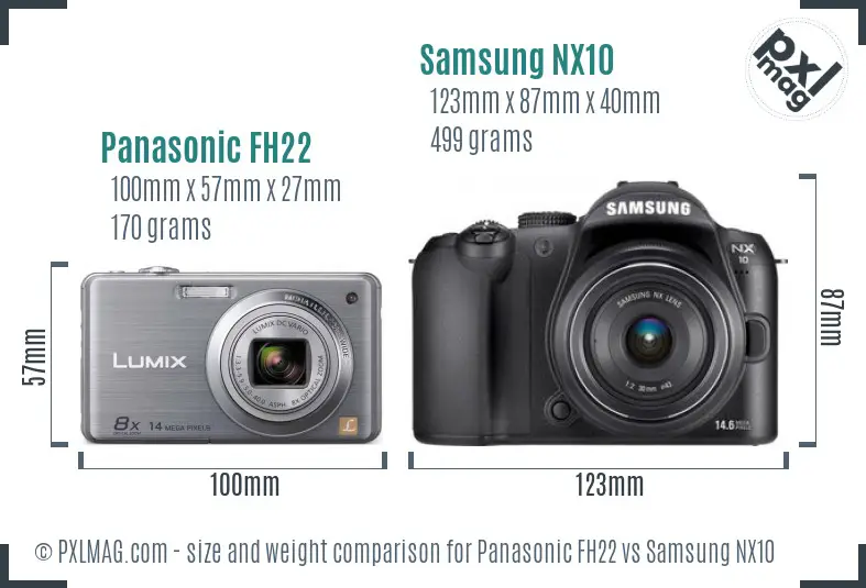 Panasonic FH22 vs Samsung NX10 size comparison