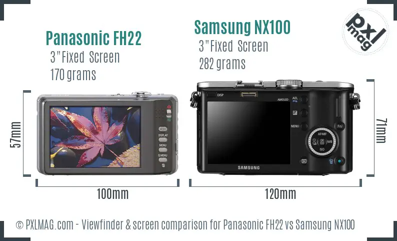 Panasonic FH22 vs Samsung NX100 Screen and Viewfinder comparison