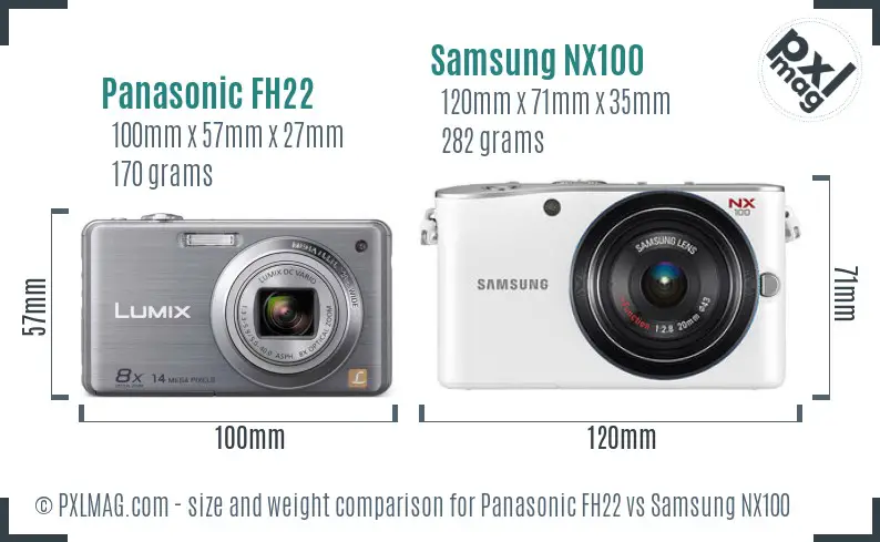 Panasonic FH22 vs Samsung NX100 size comparison