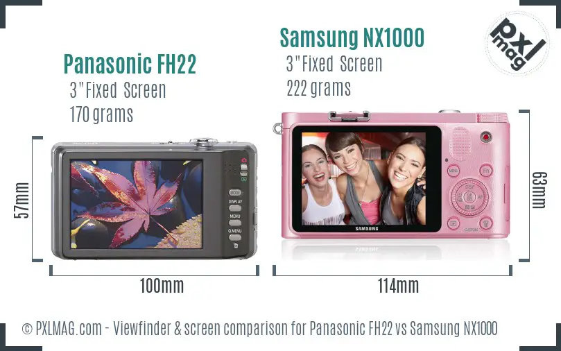 Panasonic FH22 vs Samsung NX1000 Screen and Viewfinder comparison