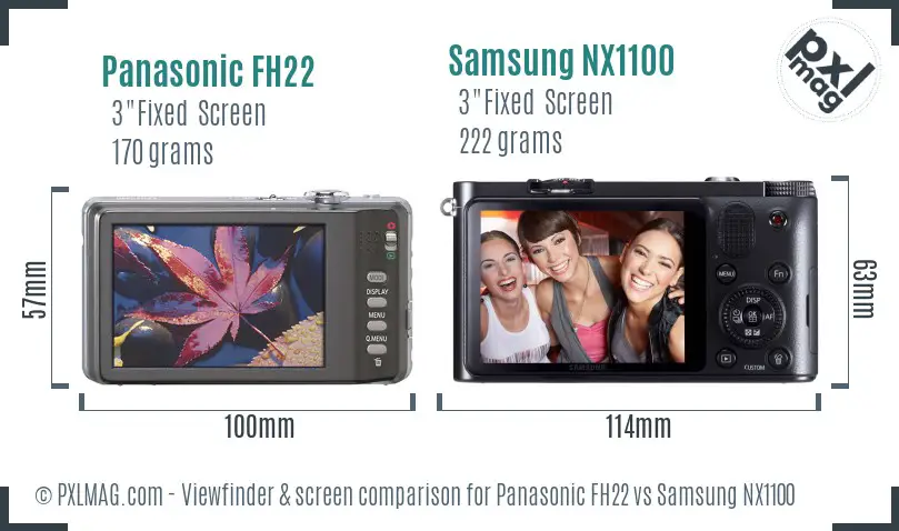 Panasonic FH22 vs Samsung NX1100 Screen and Viewfinder comparison