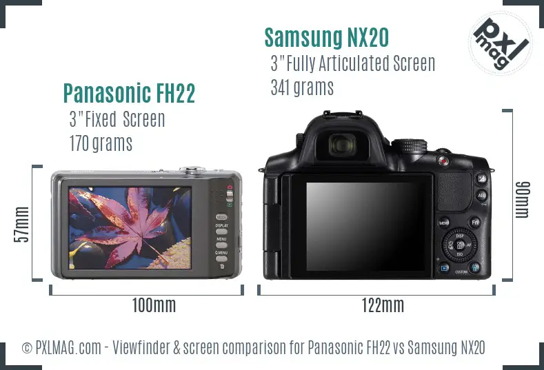 Panasonic FH22 vs Samsung NX20 Screen and Viewfinder comparison