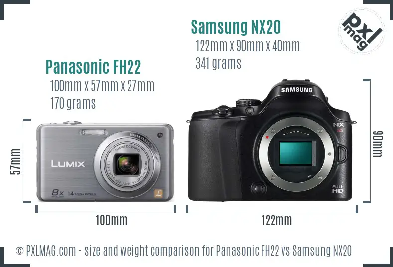 Panasonic FH22 vs Samsung NX20 size comparison