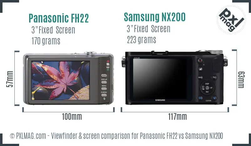 Panasonic FH22 vs Samsung NX200 Screen and Viewfinder comparison
