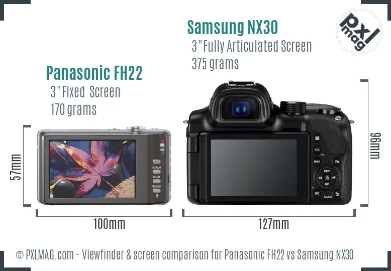 Panasonic FH22 vs Samsung NX30 Screen and Viewfinder comparison