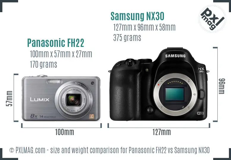 Panasonic FH22 vs Samsung NX30 size comparison