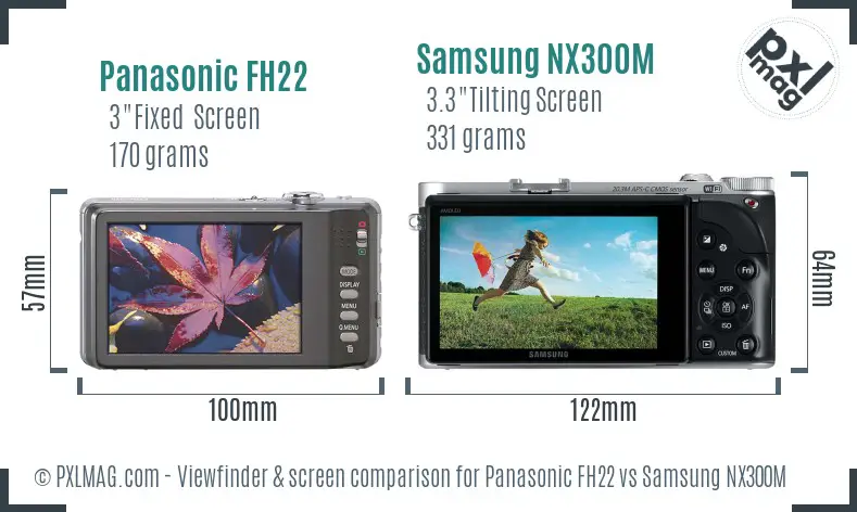 Panasonic FH22 vs Samsung NX300M Screen and Viewfinder comparison