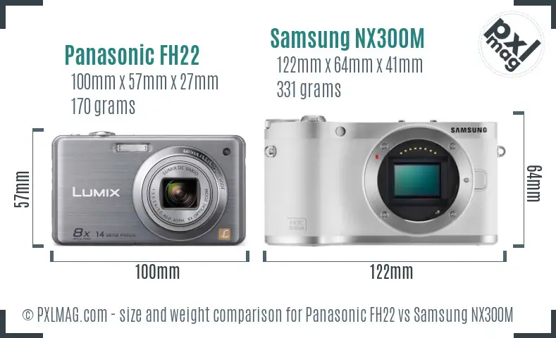 Panasonic FH22 vs Samsung NX300M size comparison