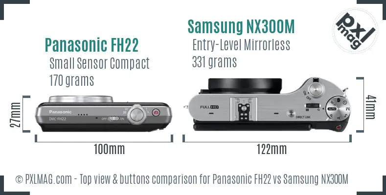 Panasonic FH22 vs Samsung NX300M top view buttons comparison