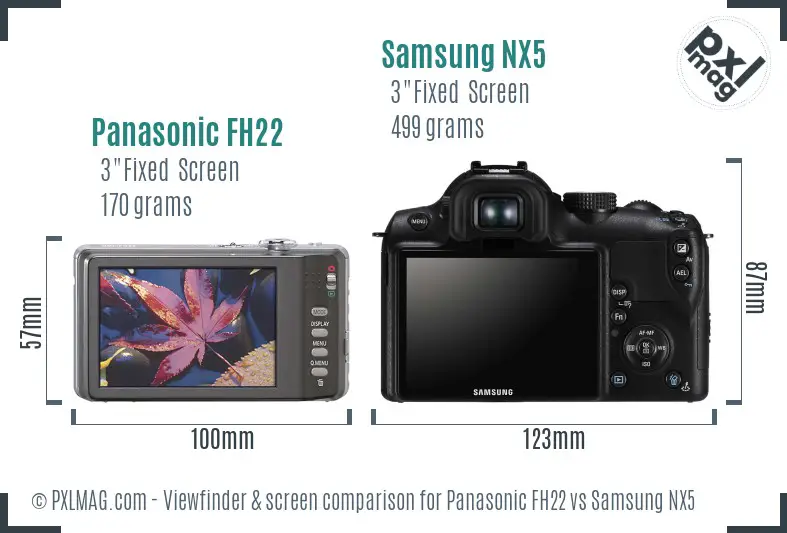 Panasonic FH22 vs Samsung NX5 Screen and Viewfinder comparison Panasonic FH22 vs Samsung NX5 Screen and Viewfinder comparison