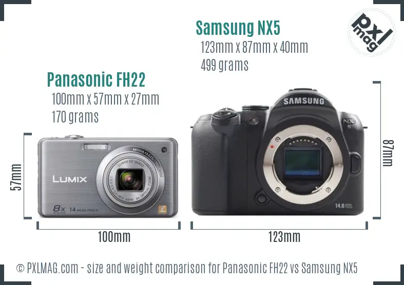 Panasonic FH22 vs Samsung NX5 size comparison Panasonic FH22 vs Samsung NX5 size comparison